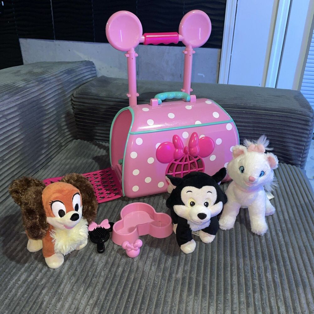 Disney Minnie Mouse’s Pet Carrier Figaro Cat Play Set HTF Fifi Marie bonus